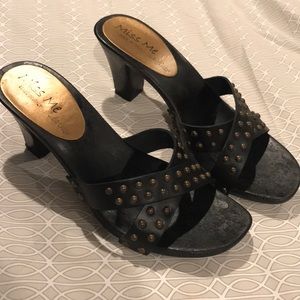 Leather Studded Black Heels